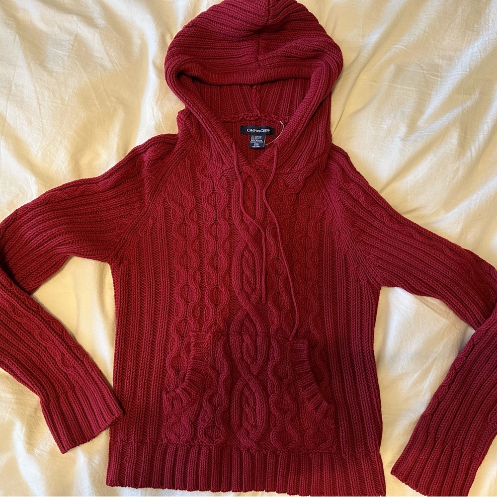 Vintage Campus Crew Red Knit Sweater